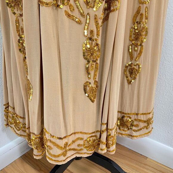 Soft Surroundings Mocha Gold Sequin Full Maxi Skirt Large Festival Gypsy Fairy - Picture 4 of 13